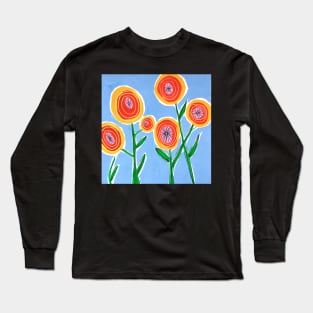 Sunny Blue florals Long Sleeve T-Shirt